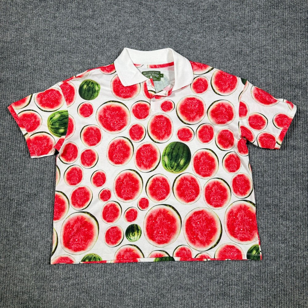 Denim Tears Watermelon Print Polo Shirt Mens White Red Green Short Sleeve S